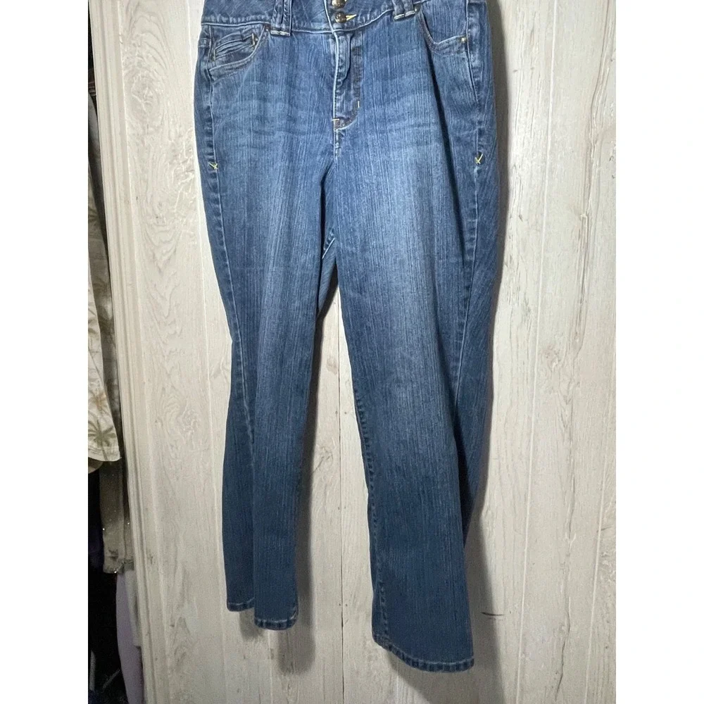 Womens Lane Bryant Tighter Tummy Tech. Embroided Bootcut Denim Plus Size 16 Peti - Picture 4 of 7